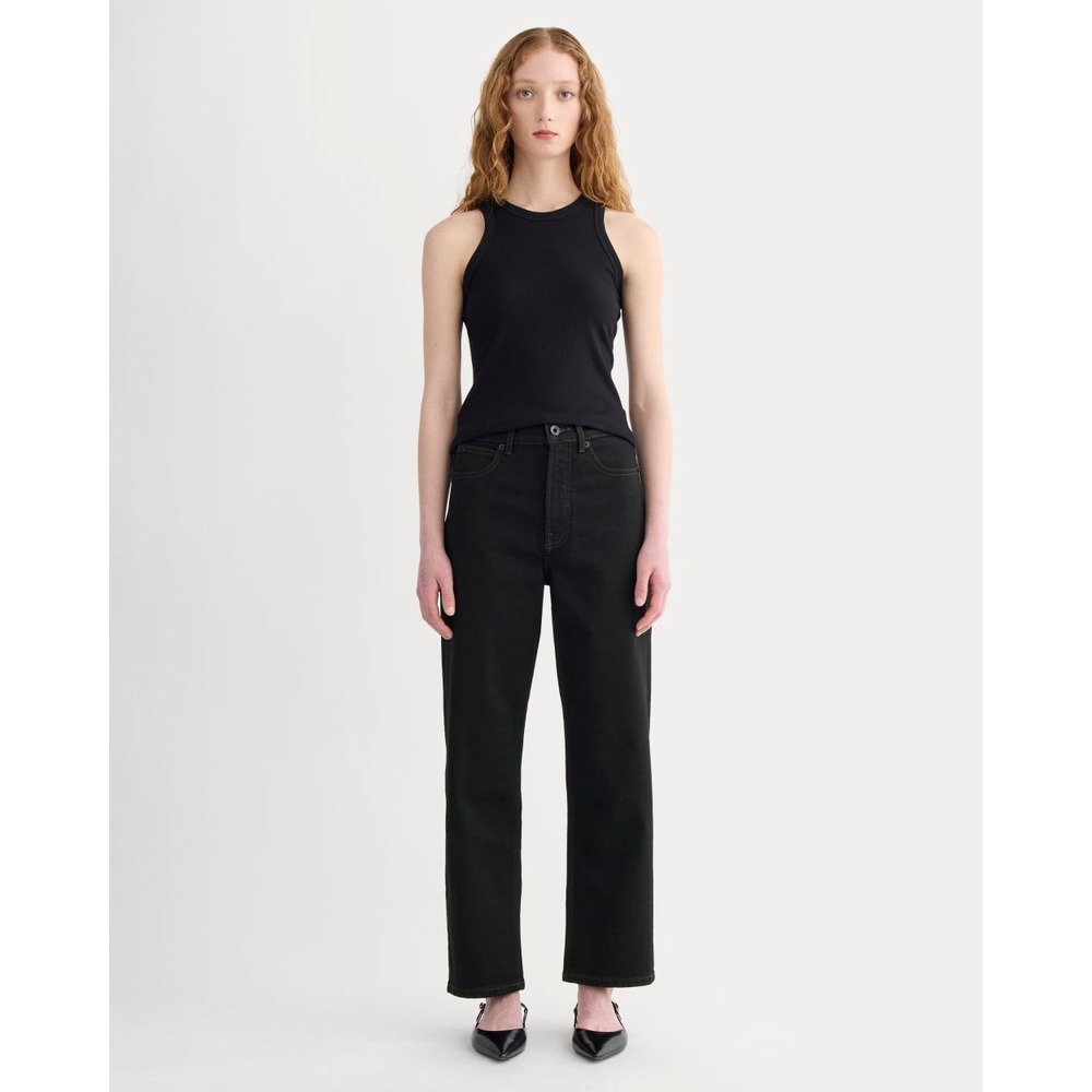 Everlane The Way-High Jean 2.0 Black Organic Cotton Raw Hem Straight Jeans 26